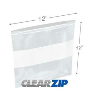 International CZW41212 White Block Clearzip Lock Top Bags  4 Mil 12 X 