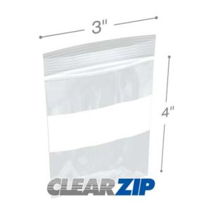 International CZW20304 White Block Clearzip Lock Top Bags  2 Mil 3 X 4