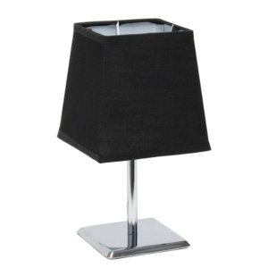 All LT2062-BLK Simple Designs Mini Chrome Table Lamp With Squared Empi