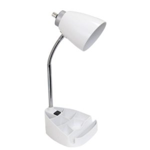 All LD1057-WHT Limelights Gooseneck Organizer Desk Lamp With Ipad Tabl