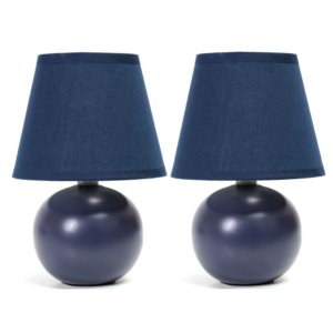 All LT2008-BLU-2PK Simple Designs  Mini Ceramic Globe Table Lamp 2 Pac