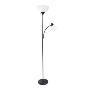 All LF2000-BLK Simple Designs  Floor Lamp With Reading Light, Black