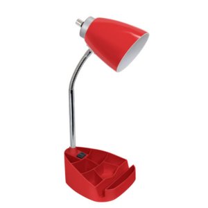 All LD1057-RED Limelights Gooseneck Organizer Desk Lamp With Ipad Tabl