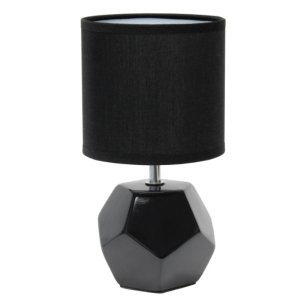 All LT2065-BLK Simple Designs Round Prism Mini Table Lamp With Matchin