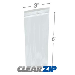 International CZH20308 Clearzip Lock Top Hang Hole Bags  3 X 8 2