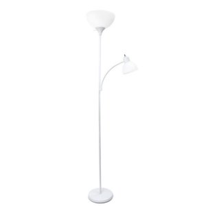 All LF2000-WHT Simple Designs  Floor Lamp With Reading Light, White