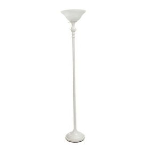 All LF2001-WHT Elegant Designs 1 Light Torchiere Floor Lamp With Marbl