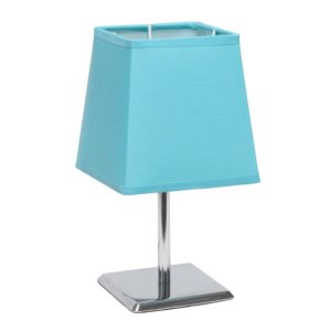 All LT2062-BLU Simple Designs Mini Chrome Table Lamp With Squared Empi