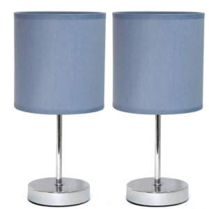 All LT2007-PRP-2PK Simple Designs Chrome Mini Basic Table Lamp With Fa