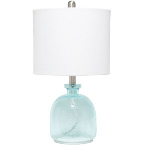 All LHT-5014-CB Lalia Home Clear Blue Hammered Glass Jar Table Lamp Wi