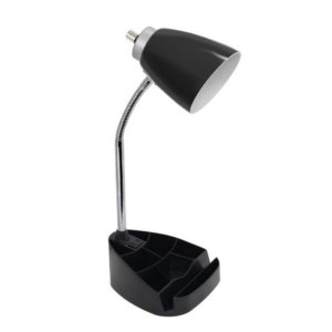 All LD1057-BLK Limelights Gooseneck Organizer Desk Lamp With Ipad Tabl