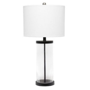 All LHT-5009-BK Lalia Home Entrapped Glass Table Lamp With White Fabri