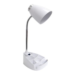 All LD1002-WHT Limelights Gooseneck Organizer Desk Lamp With Ipad Tabl