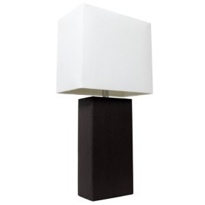 All LT1025-BLK Elegant Designs Modern Leather Table Lamp With White Fa