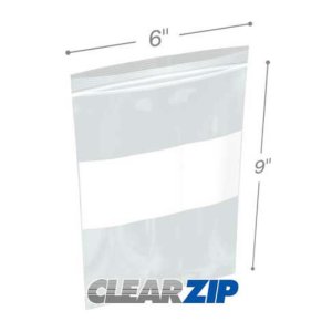 International CZW60609 White Block Clearzip Lock Top Bags  6 Mil 6 X 9