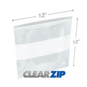 International CZW21212 White Block Clearzip Lock Top Bags  2 Mil 12 X 