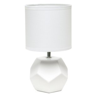 All LT2065-WHT Simple Designs Round Prism Mini Table Lamp With Matchin