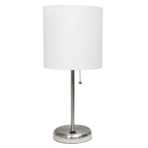 All LT2044-WHT Limelights Stick Lamp With Usb Charging Port And Fabric