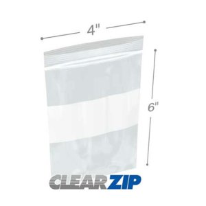 International CZW20406 White Block Clearzip Lock Top Bags  2 Mil 4 X 6