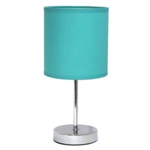 All LT2007-BLU Simple Designs Chrome Mini Basic Table Lamp With Fabric