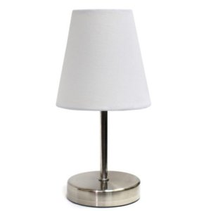 All LT2013-WHT Simple Designs Sand Nickel Mini Basic Table Lamp With F