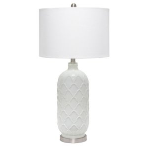 All LHT-5008-WH Lalia Home Argyle Classic White Table Lamp With Fabric