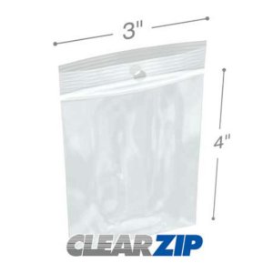 International CZH20304 Clearzip Lock Top Hang Hole Bags  3 X 4 2 Mil