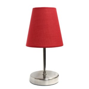 All LT2013-RED Simple Designs Sand Nickel Mini Basic Table Lamp With F