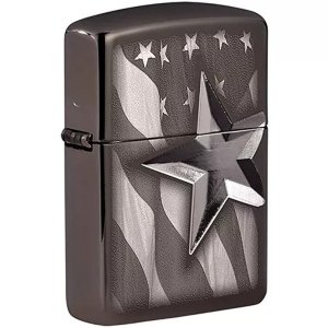 Fox 86-49350 Zippo Patriotic Star - High Polish Black Ice