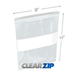 International CZW60912 White Block Clearzip Lock Top Bags  6 Mil 9 X 1