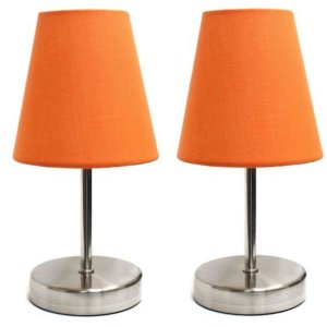 All LT2013-ORG-2PK Simple Designs Sand Nickel Mini Basic Table Lamp Wi