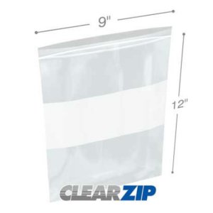 International CZW40912 White Block Clearzip Lock Top Bags  4 Mil 9 X 1