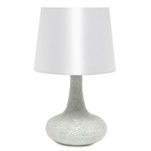 All LT3039-WHT Simple Designs Mosaic Tiled Glass Genie Table Lamp With