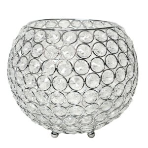 All HG1008-CHR Elegant Designs Elipse Crystal Circular Bowl Candle Hol