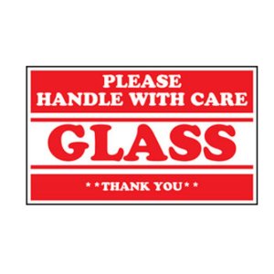 International SCL566 Glass Please Handle With Care 5 X 3 Warning Label