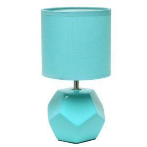 All LT2065-BLU Simple Designs Round Prism Mini Table Lamp With Matchin