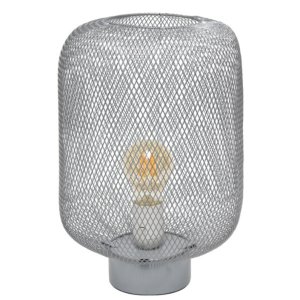 All LT1072-WHT Simple Designs Gray Metal Mesh Industrial Table Lamp