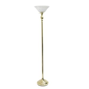 All LF2001-GLD Elegant Designs 1 Light Torchiere Floor Lamp With Marbl