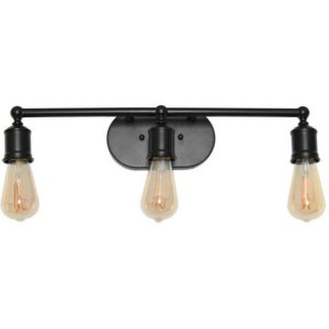 All LHV-1001-BK Lalia Home 3 Light Industrial Metal Vanity Light, Matt