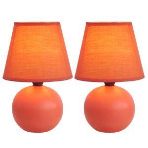 All LT2008-ORG-2PK Simple Designs  Mini Ceramic Globe Table Lamp 2 Pac