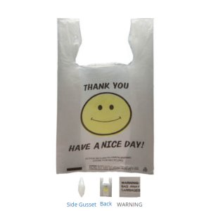 International MB-T-22SM Smiley Face Thank You Shopping Bags 0.55 Mil  