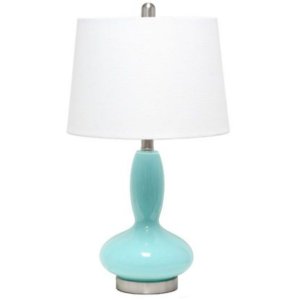 All LHT-5001-SF Lalia Home Glass Dollop Table Lamp With White Fabric S