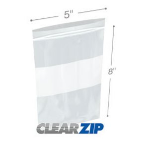 International CZW20508 White Block Clearzip Lock Top Bags  2 Mil 5 X 8