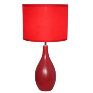 All LT2002-RED Simple Designs Oval Bowling Pin Base Ceramic Table Lamp