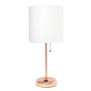 All LT2024-RGD Limelights Rose Gold Stick Lamp With Charging Outlet An