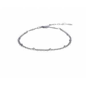 Iana ID-024-WS Double Silver Chain Ankle Bracelet