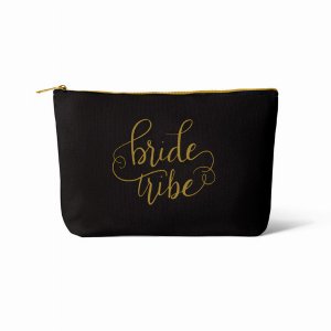 Samantha 1btbagblack Black Bride Tribe Makeup Bag In Canvas