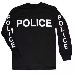 Fox 64-6488 M Police Long Sleeve T-shirt Black With Sleeve Imprint - M