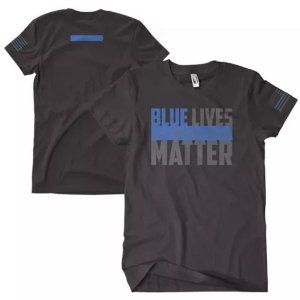 Fox 63-480 XXL Blue Lives Matter Men's T-shirt Black 2-sided - 2xl