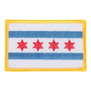 Fox 84P-6135 Chicago Flag Patch - Gold Merrow Border - 6 Pack